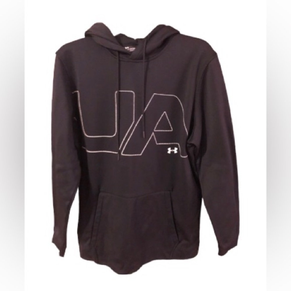 NWOT UnderArmour Cold Gear black hoodie, white UA, Size L